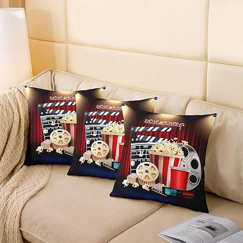 Miniatura 4 de Erosebridal Funda de almohada con temática de película de 18 x 18 pulgadas, funda de almohada vintage para niños y adolescentes, funda de cojín para