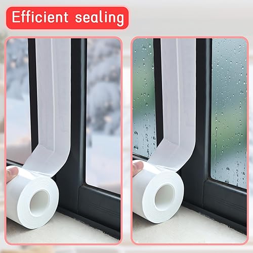 Miniatura 7 de Birllaid - Cinta blanca para sellado de ventanas, cinta de aislamiento para aire acondicionado, 3 pulgadas x 65 pies impermeable, bloqueador para