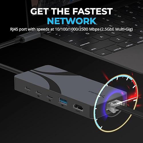 Miniatura 5 de SABRENT Hub USB4, hub de base de viaje con 2 puertos USB-C, 1 puerto USB-A, HDMI 2.1, 2.5GbE y PD 3.0 de 85 W [HB-U4HP]