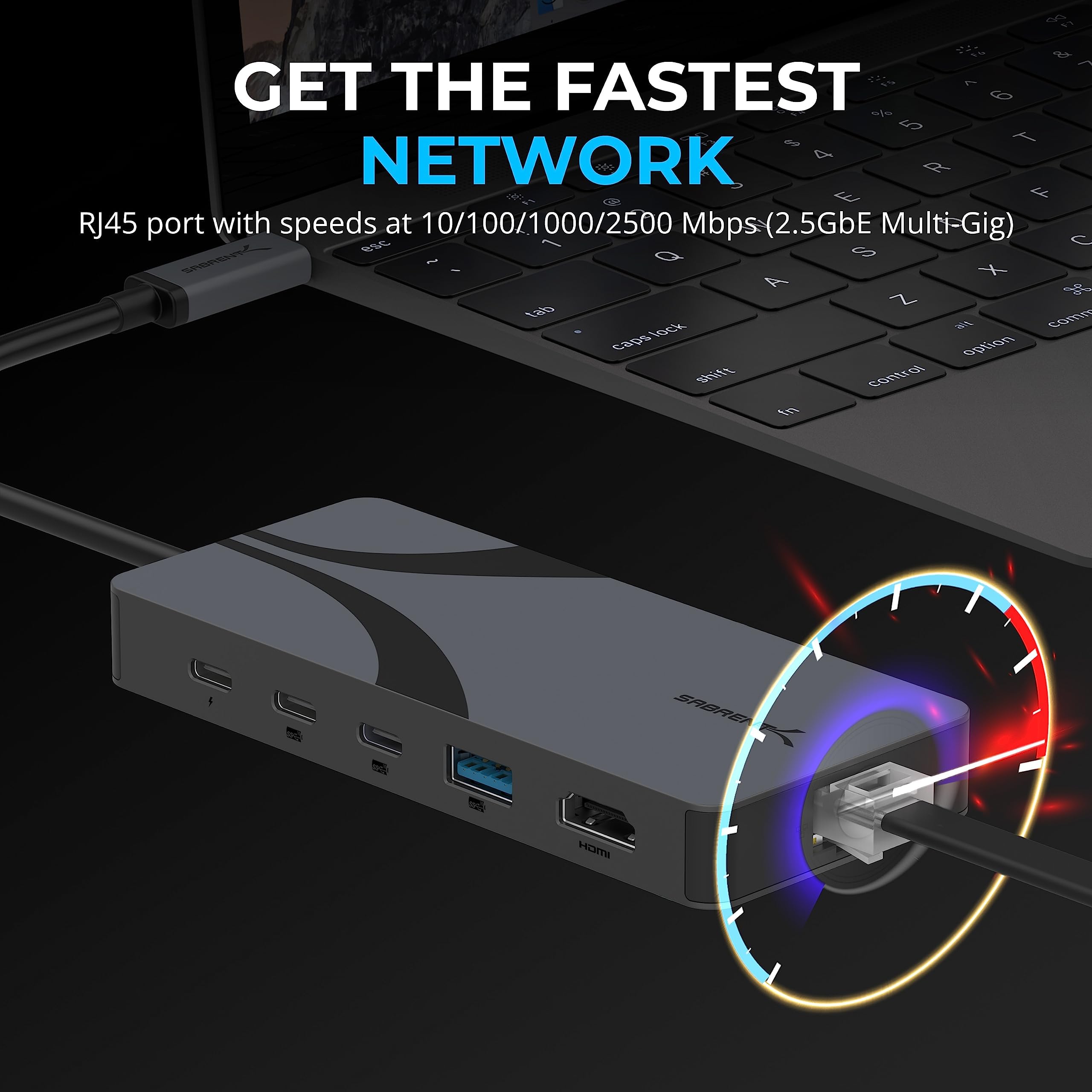 SABRENT USB4 Hub, Travel Hub with 2 USB-C Ports, 1 USB-A Port, HDMI 2.1, 2.5GbE and 85W PD 3.0 [HB-U4HP]