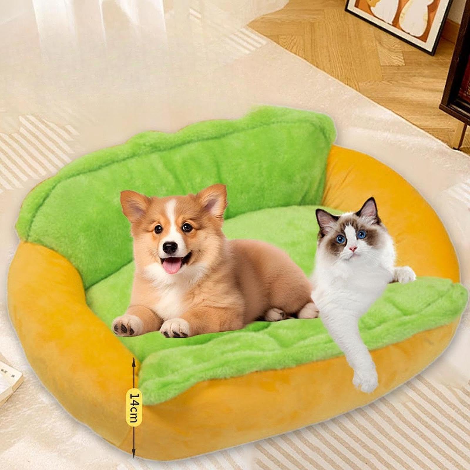 Cama para Perros Hot Dog, Cama Suave para Mascotas, fácil, acogedora y única para Perros pequeños, Cachorros y Gatos, y