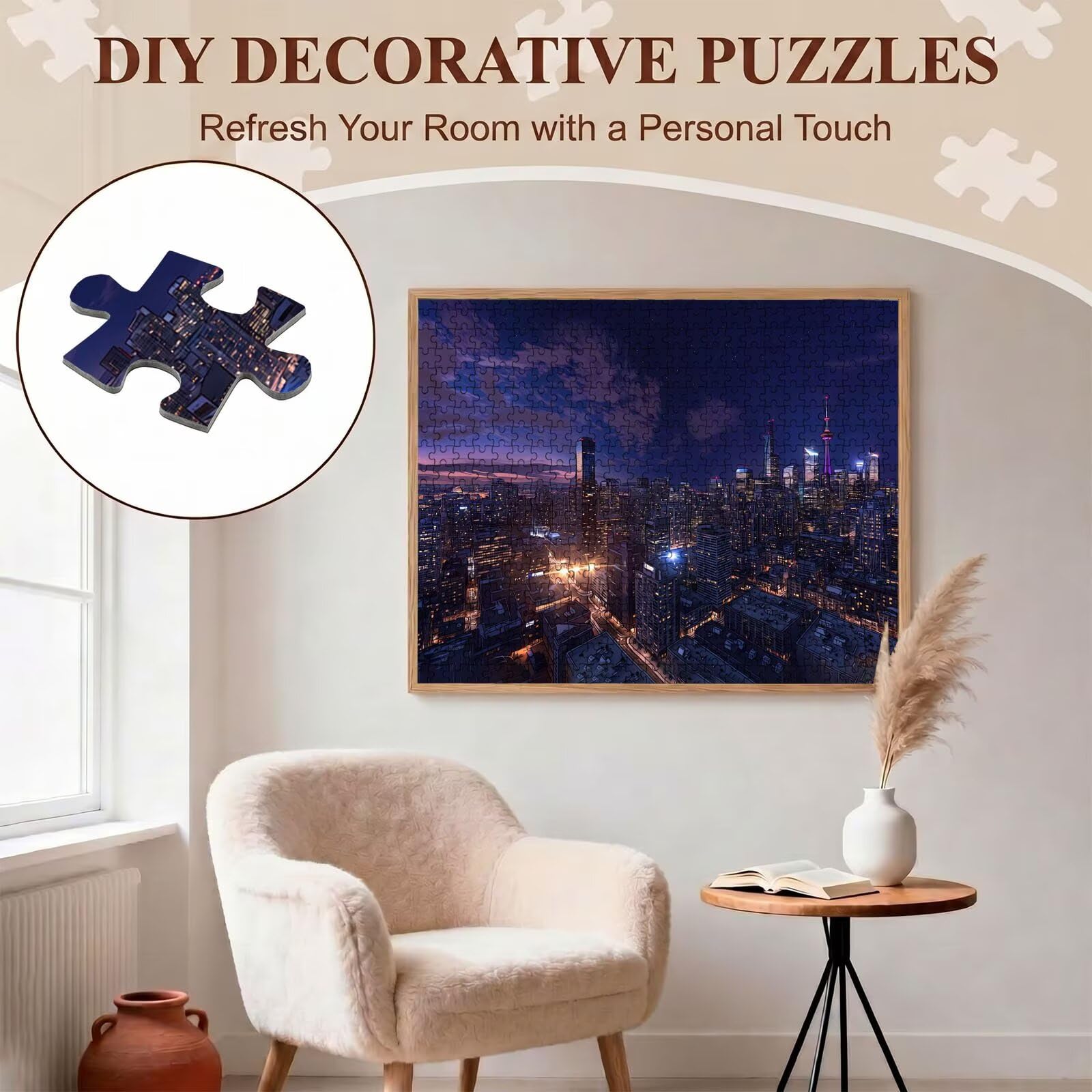 Città architettura Puzzle 1000 Pezzi per Adulti, Puzzle in Legno - Collezione Classica con Poster Incluso - Sfida di Concentrazione e Passatempo Antistress, Gioco per Famiglia, 75 x 50 cm f0-55