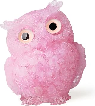 YATOJUZI 2.4" Owl Decor Pink Cute Owl Statue Figurines Sculpture Healing Crystals Natural Crystal Stones Hand-Carved Gemstones Spiritual Energy Reiki Home Room Decoration Gifts for Women