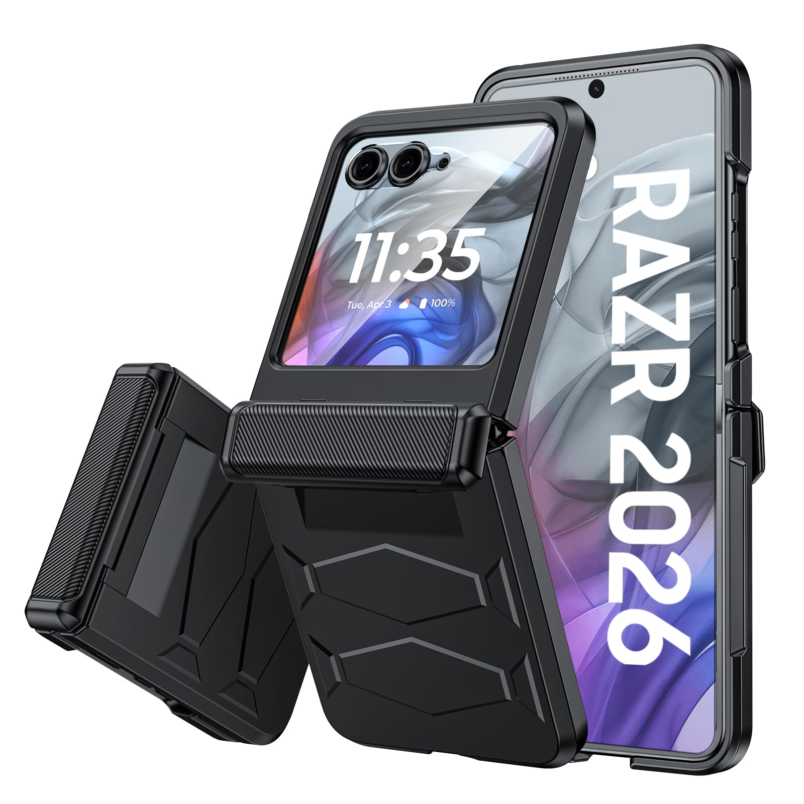 Photo 1 of Vizvera for Motorola Razr 2026/2025 Case with Hinge Cover,Built-in Screen Protector Shockproof All-Inclusive Cover Wireless Charging for Motorola Razr 2026(Black)