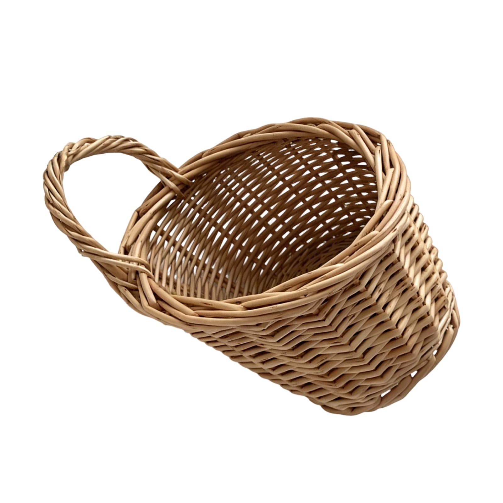 Oxxggkao Handwoven Rattan Wall Hanging Basket for Kitchen Storage Natural Woven Container Perfect for Fruits Seasonings and Small Items Garlic Onion Holder