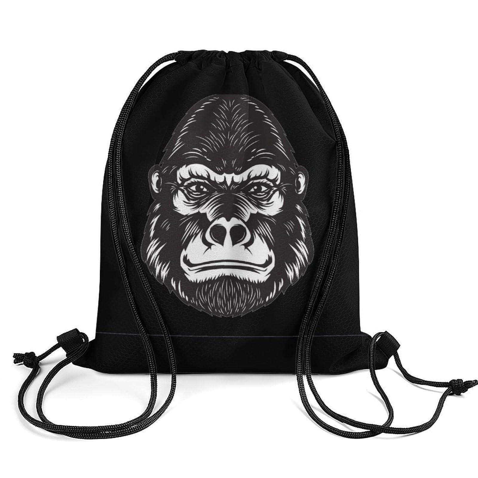 Gorilla Head Drawstring Backpack Durable Sport Gym Bags Daypack for Men Women 35 * 42cm