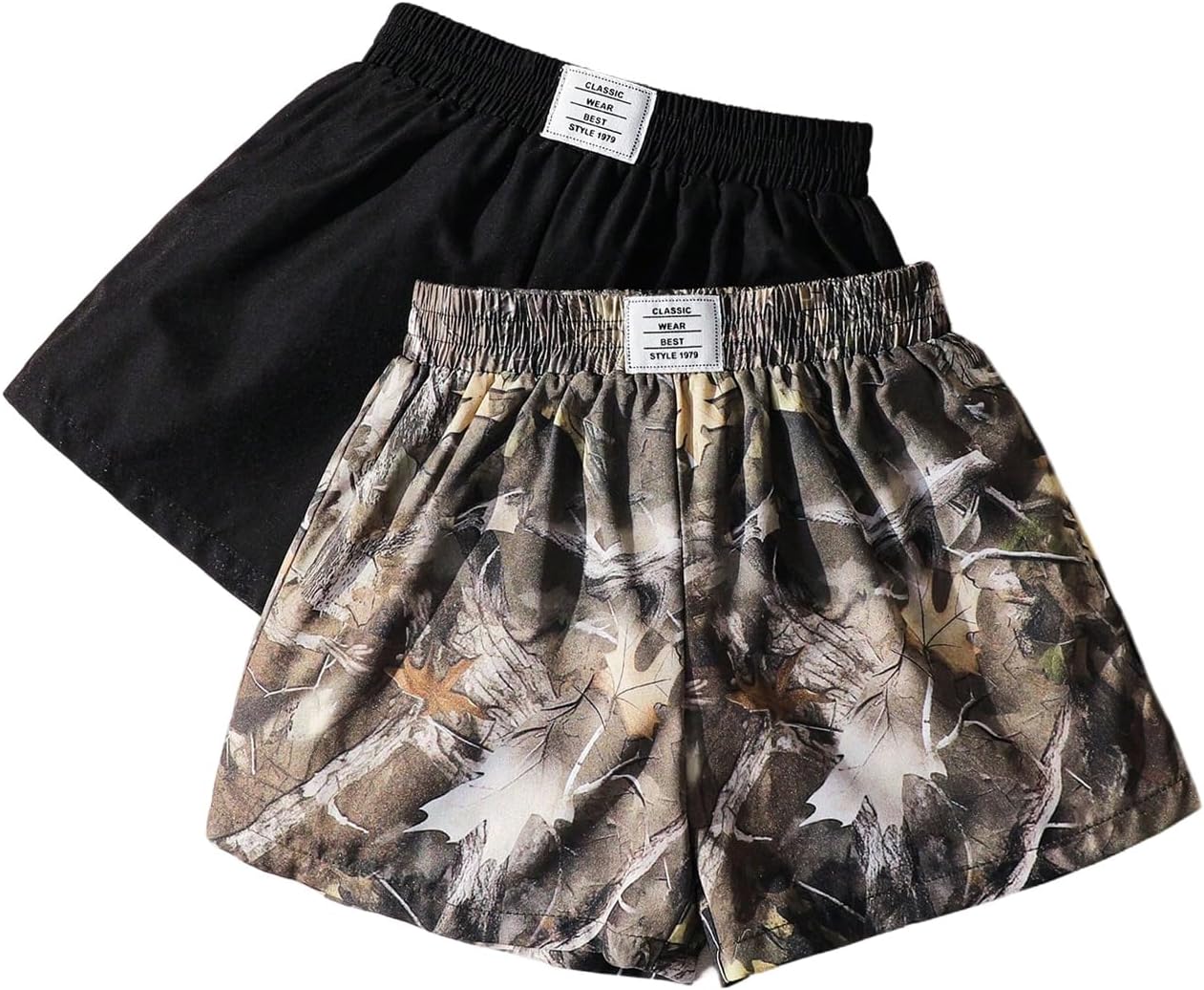 WDIRARA Toddler Girl's 2 Pack Shorts Camo Elastic Waist Athletic Shorts
