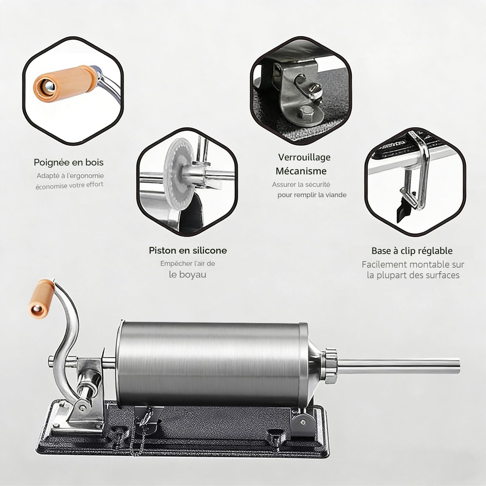 MZTOGR Remplissage de saucisses – Machine de cuisine horizontale en acier inoxydable faite maison pour remplir la viande (MZ-HOR-2,5 LBM)