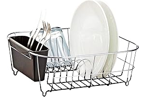 Deluxe Chrome-Plated Steel Small Dish Drainer for Inside Sink Kitchen (Black)