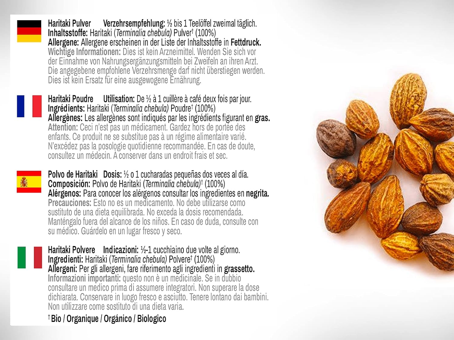 DR WAKDE'S Haritaki Powder (Hirda | Terminalia chebula) - 1kg (2.2lb) | Pure, Raw & Dried Powder | Natural Aroma and Freshness | Fine Powder | Vegan | Premium Grade | Nothing Added, Nothing Removed