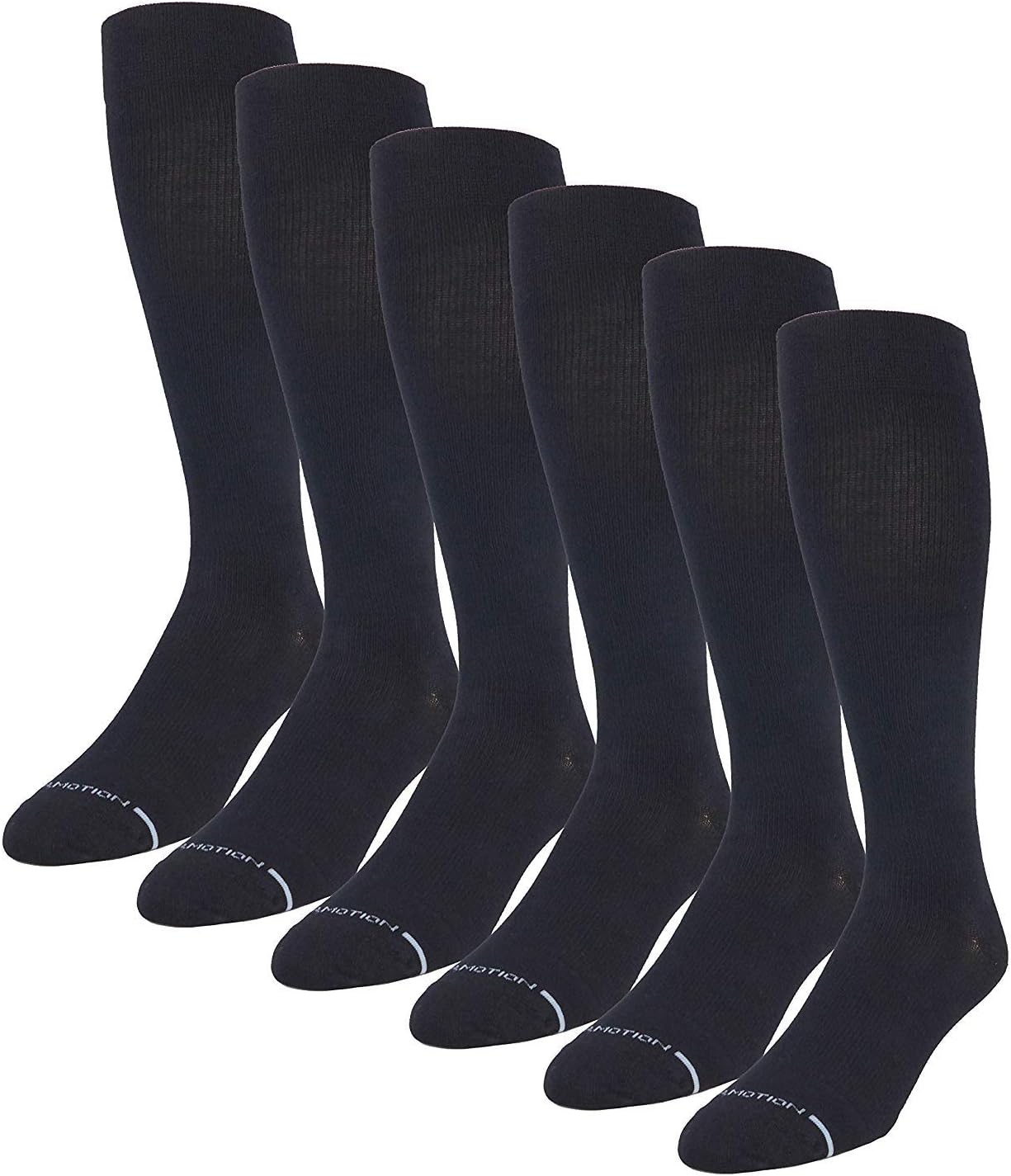 6 Pairs Pack Men's Dr Motion Graduated Compression Therapeutic Socks 8-15 mmHg 10-13