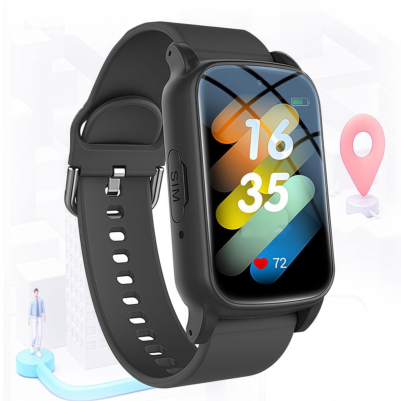 Elderly Fall Watch Smart Watch for Men Women Wtih Sos Call and Health Monitoring Ip67 Waterproof Emergency Call