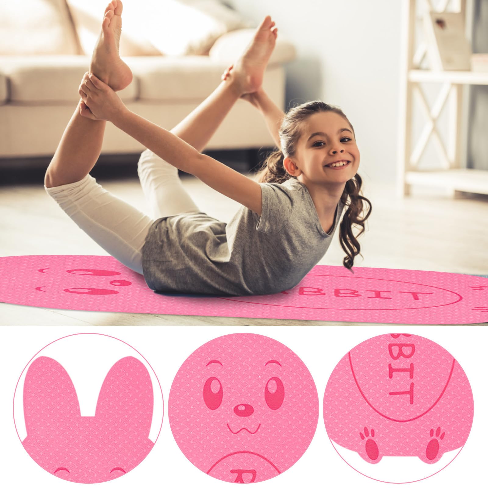 Tappetino da yoga per bambini - Esercizio antiscivolo in TPE 60 x 24 pollici per bambini, bambini piccoli e piccoli, per giocare in palestra stampata, yoga, stretching, palestra, viaggi, allenamento a