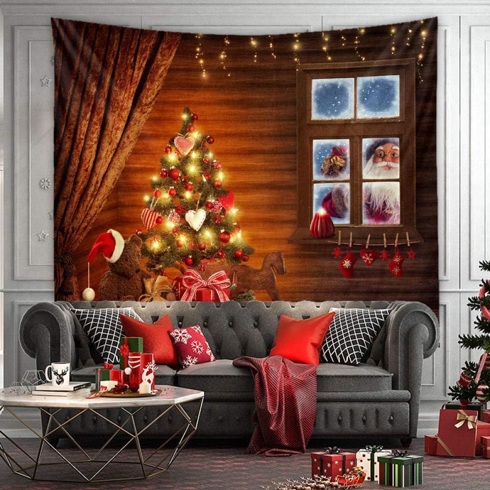 Wall Tapestry Wall Tapestries,Christmas Tree Socks Fireplace Element New Year Party Decoration Wall Decor Poster Tapestry for Bedroom Living Room Dorm (Color : B, Size : 130x150CM)