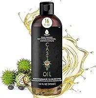 Pursonic Óleo de rícino (473 g) prensado a frio, 100% puro, óleo de rícino hidratante e curativo, para pele seca, crescimento do cabelo - para pele, cuidados com o cabelo, cílios