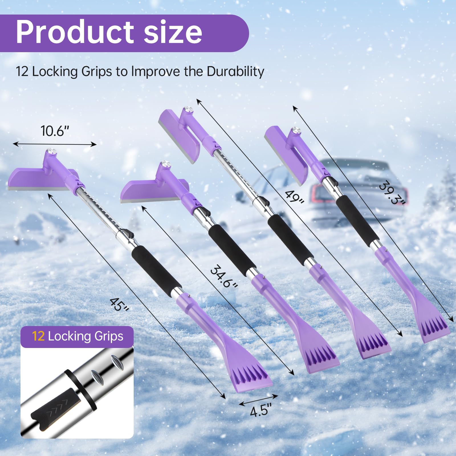 49.2inch Ice Scrapers For Car Windshield, Ice Scraper With Snow