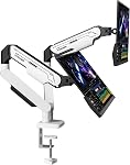 Fydeamer Single Monitor Arm, Heavy Duty Gas Spring Monitor Mount for 17-32 Inch Screens up to 19.8lbs, Full Motion Adjustable Monitor Desk Mount with VESA 75x75/100x100mm Compatibility, White