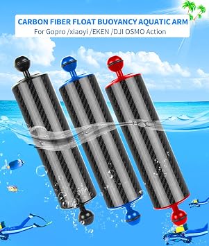 D60mm Diving Photography Float Buoyancy Aquatic Lamp Arm 108g /312g /447g /584g 1 Inch Dual Ball 5/8 /10 /12Inch Underwater DSLR Action Camera Upgraded Version (12inch -584g,Red)