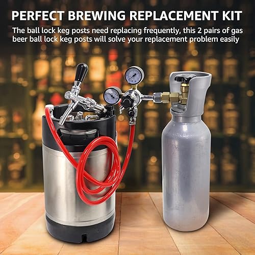 Miniatura 7 de MRbrew 2 pares de postes de bloqueo de bola, acero inoxidable 304 Homebrew 1932 pulgadas -18 Co2 kegerator de gas de CO2 líquido de cerveza,