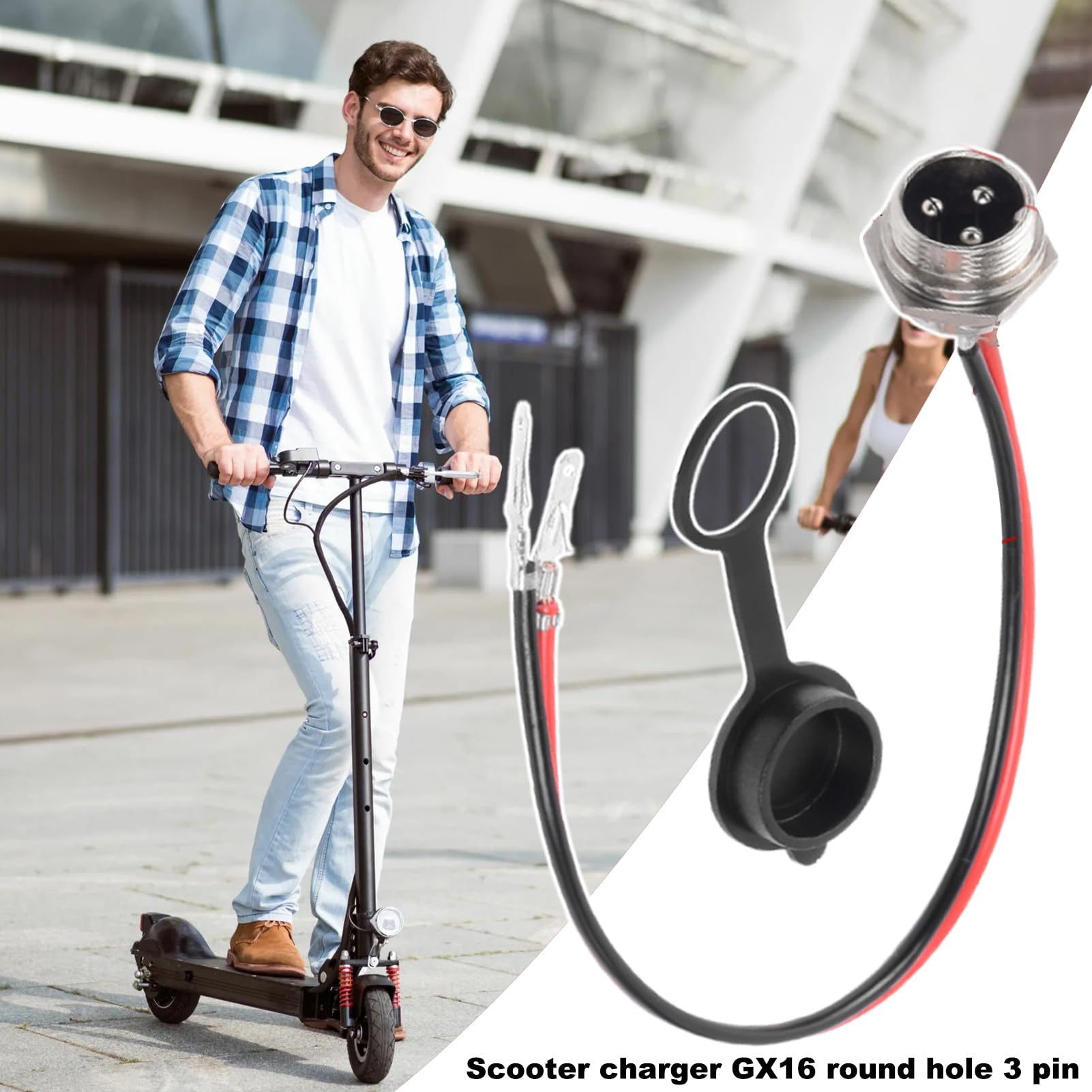 Porta di ricarica scooter presa legata adattatore sigillato a prova di polvere Tappo aviazione rotondo 3 pin per caricabatterie veicoli elettrici