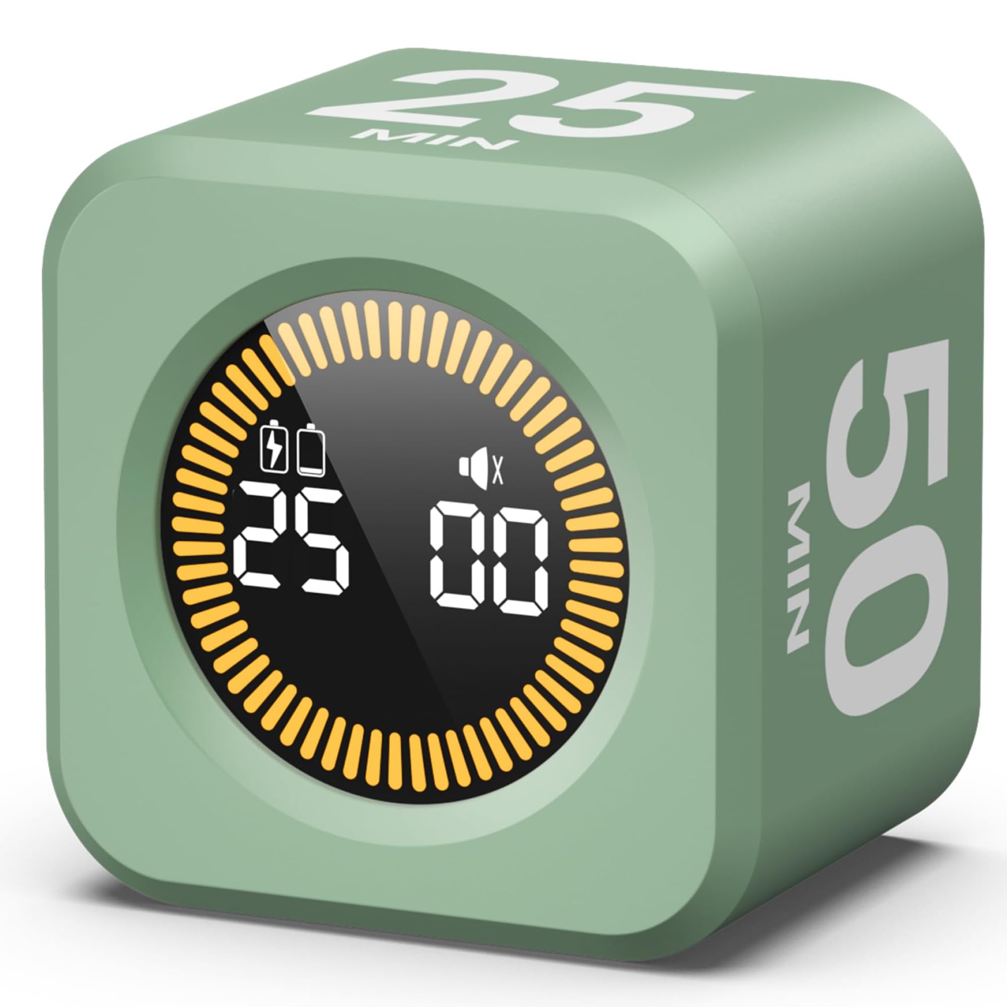 KADAMS Pomodoro Cube Timer Productivity Visual Timer - 5/10/25/50 Min Rotating Countdown (Green)