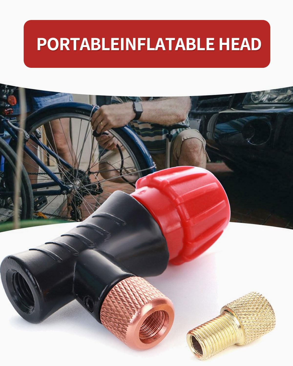 Adaptateur De Pompe À Vélo Pour Cartouche 16g Co2, Cartouche Gonflable Portable,Raccord Co2 Pour Vélo, Pour De Montagne Et De Route, Valve De Avec Double Connexion