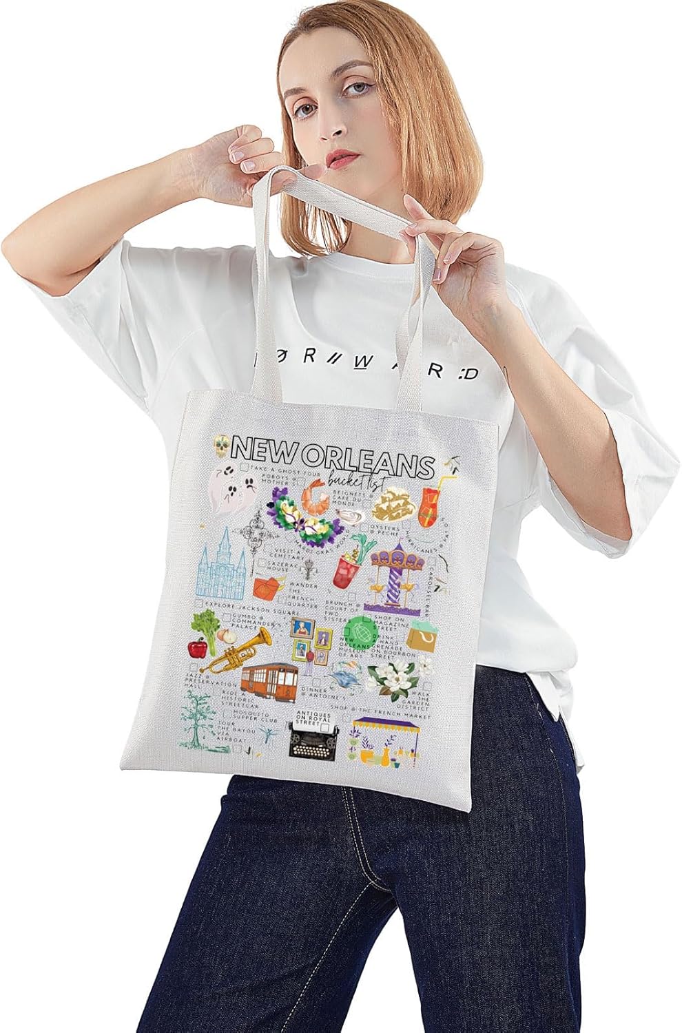 WZMPA New Orleans Travel Tote Bag - Souvenir Gift Reusable Grocery Bag - Merch - Image 2