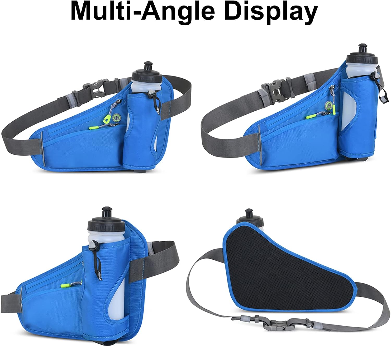 TOPTIE Custom Fanny Pack Fluorescent Green Waist Pack with Water Bottle Holder for Fitness, Add Your Logo