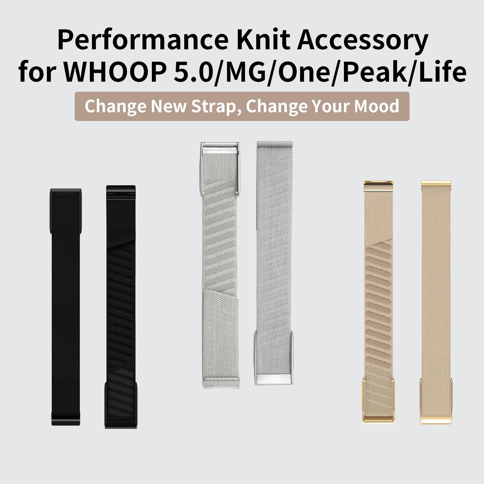Nylon SuperKnit Armband Kompatibel mit WHOOP 5.0/MG Band für Herren Damen, Weiches Performance Knit Atmungsaktiv Verstellbar Sport Armbänder für Whoop 5.0/MG - 3