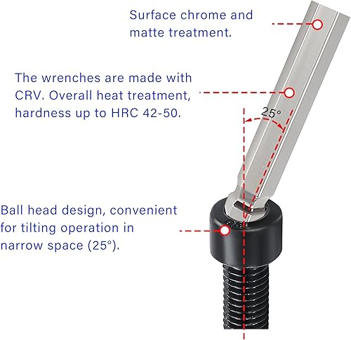 Miniatura 6 de 4 llaves Allen de extremo de bola de 116 pulgadas, llave hexagonal interna SAE, herramienta de reparación de brazo largo en forma de L, CR-V