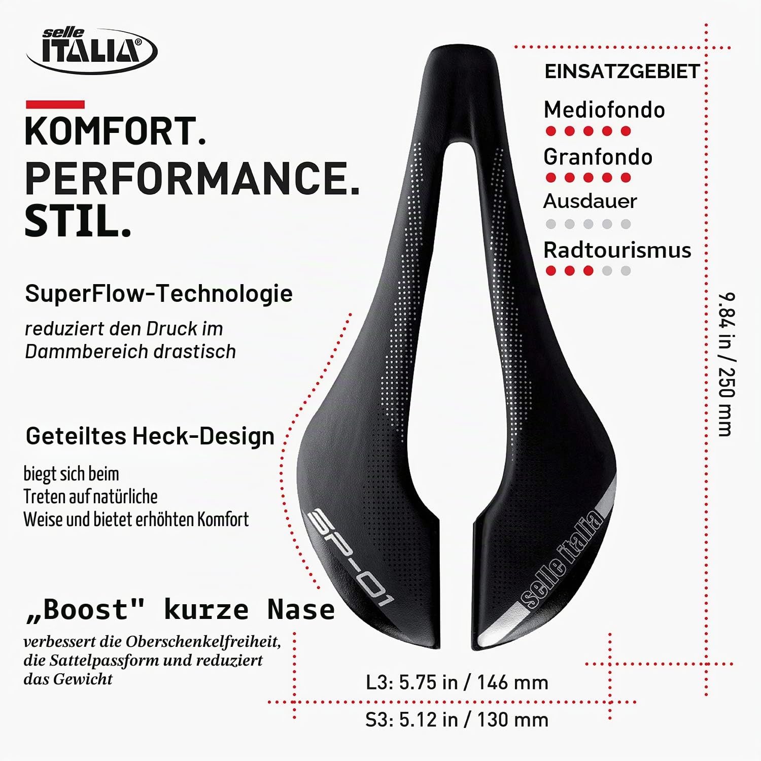 Selle Italia Sp01 Boost Tm Superflow Sattel Black