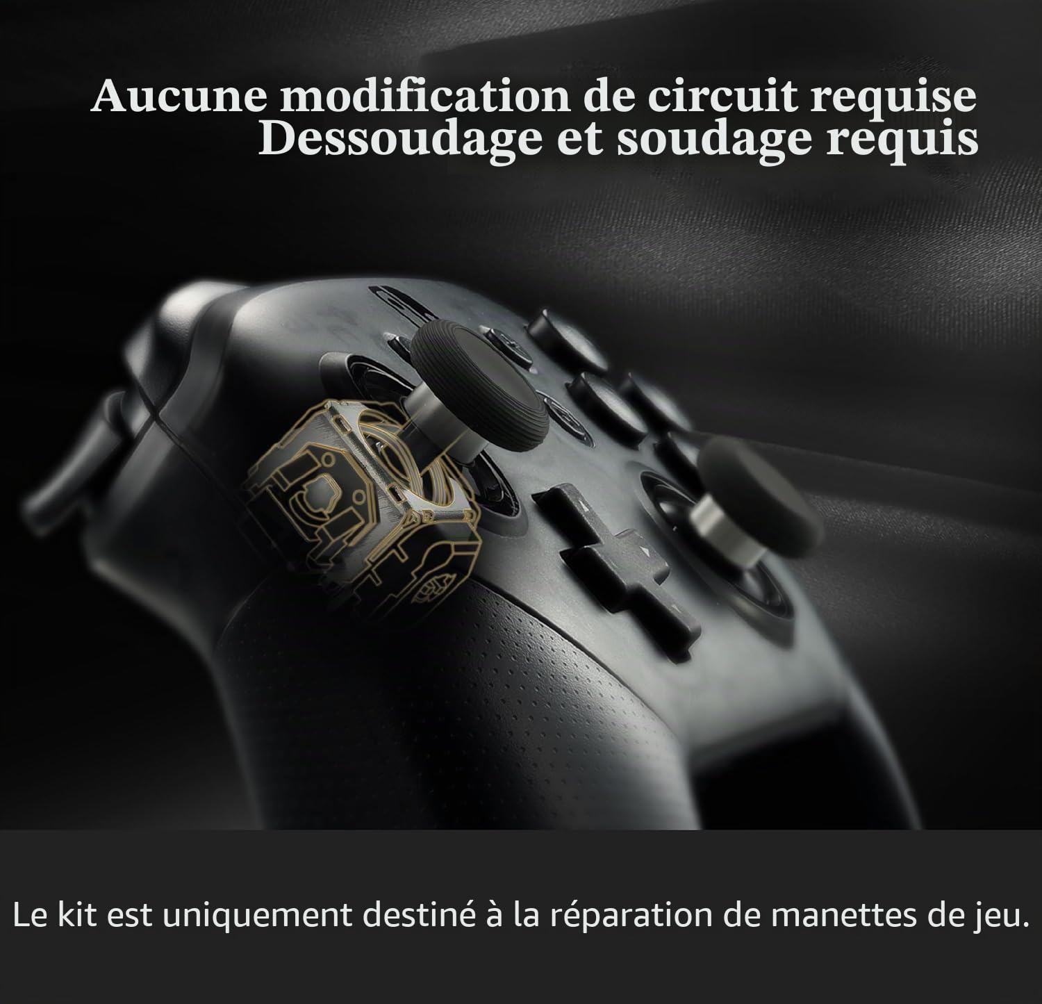 GuliKit TMR Kit de Remplacement pour Manette PS5 DualSense, Module de réparation de bâton électromagnétique Anti-dérive avec Capuchons de Joystick, Soudure nécessaire (Pas pour DualSense Edge) | Module de réparation de bâton électromagnétique anti-dérive