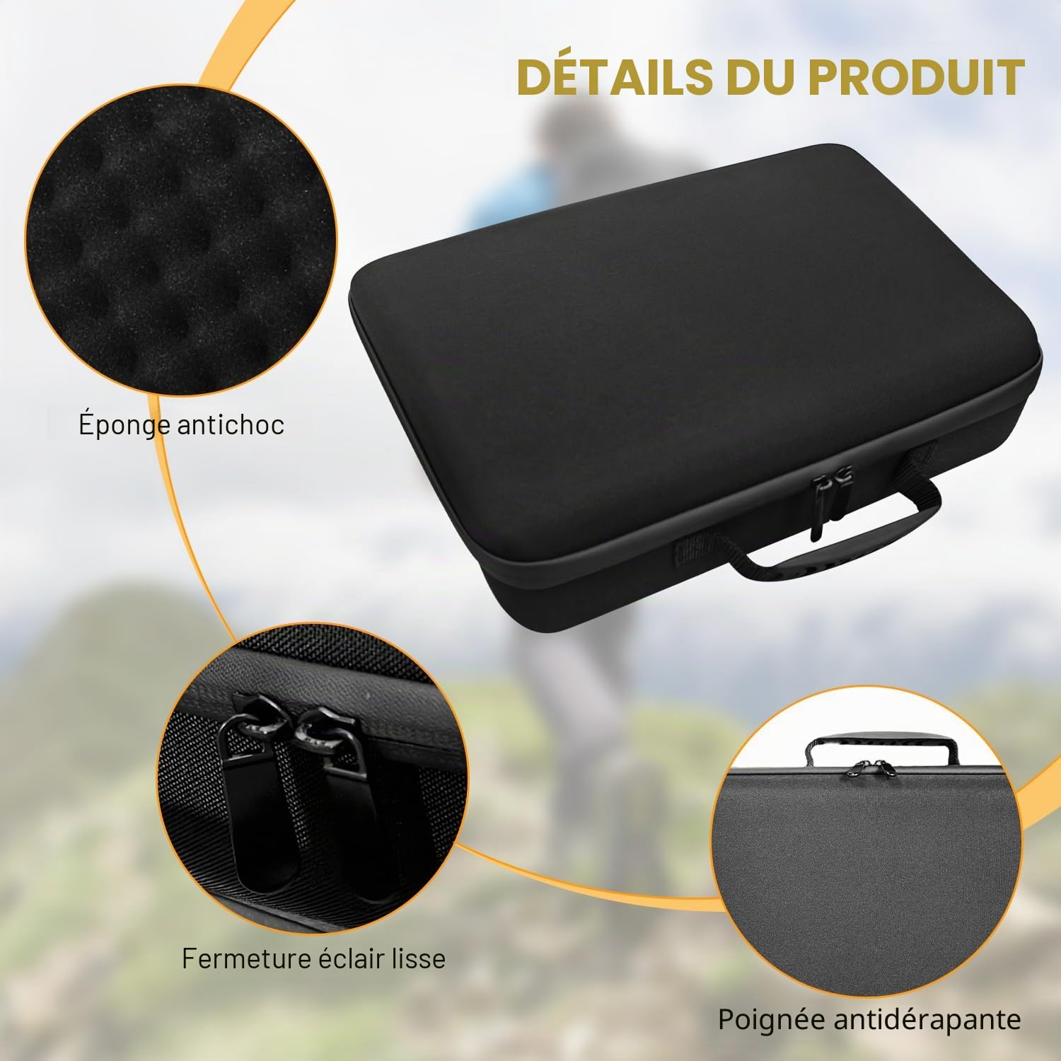 Mini étui rigide portable pour Starlink, étanche, boîte de rangement robuste avec organiseur, compartiments pour câbles, accessoires, avec doublure intérieure amortissante pour le camping