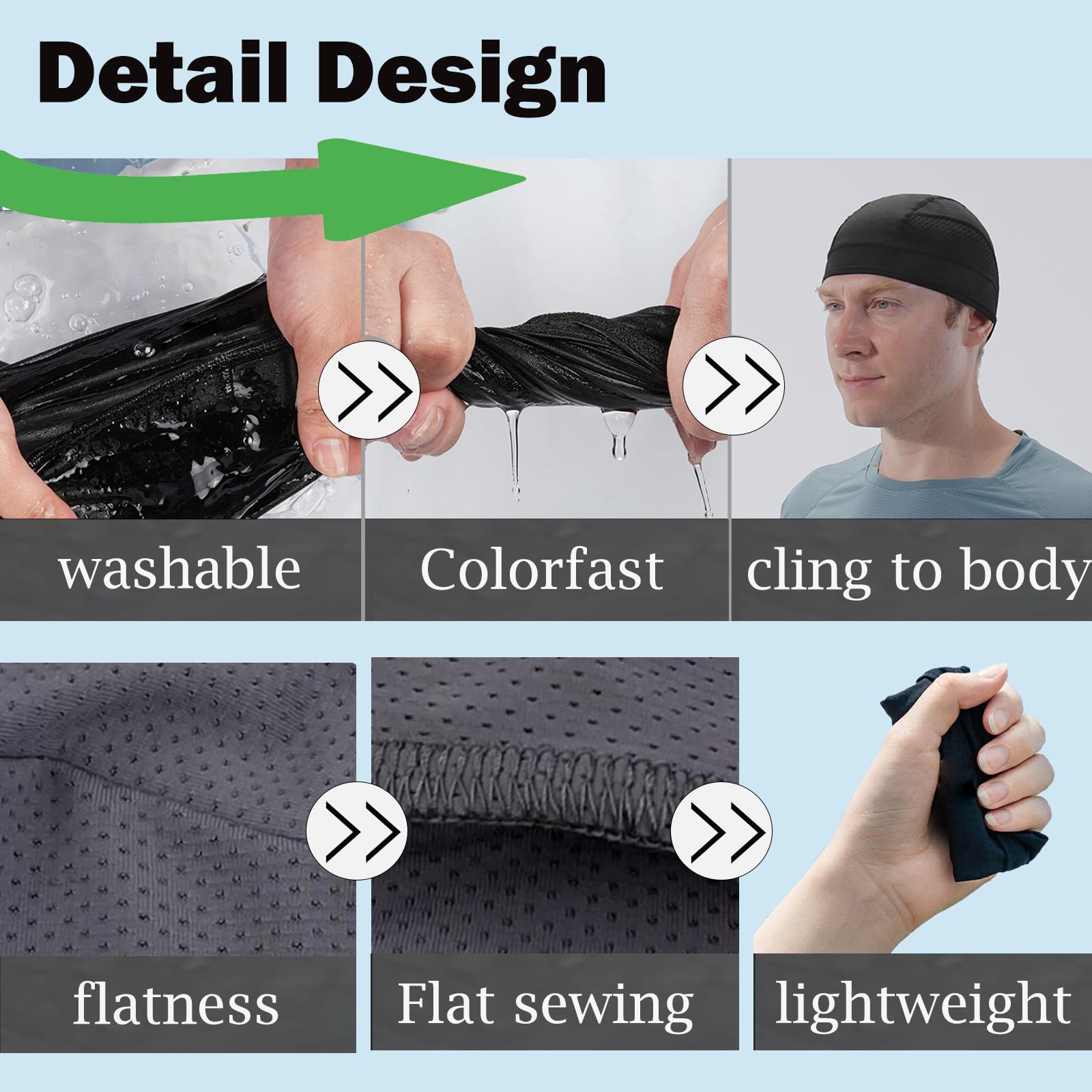 Forro de casco de calavera refrescante, sombrero de malla ligera para correr, se adapta debajo del casco, ciclismo, motocicleta, forro de sudor para hombres y mujeres