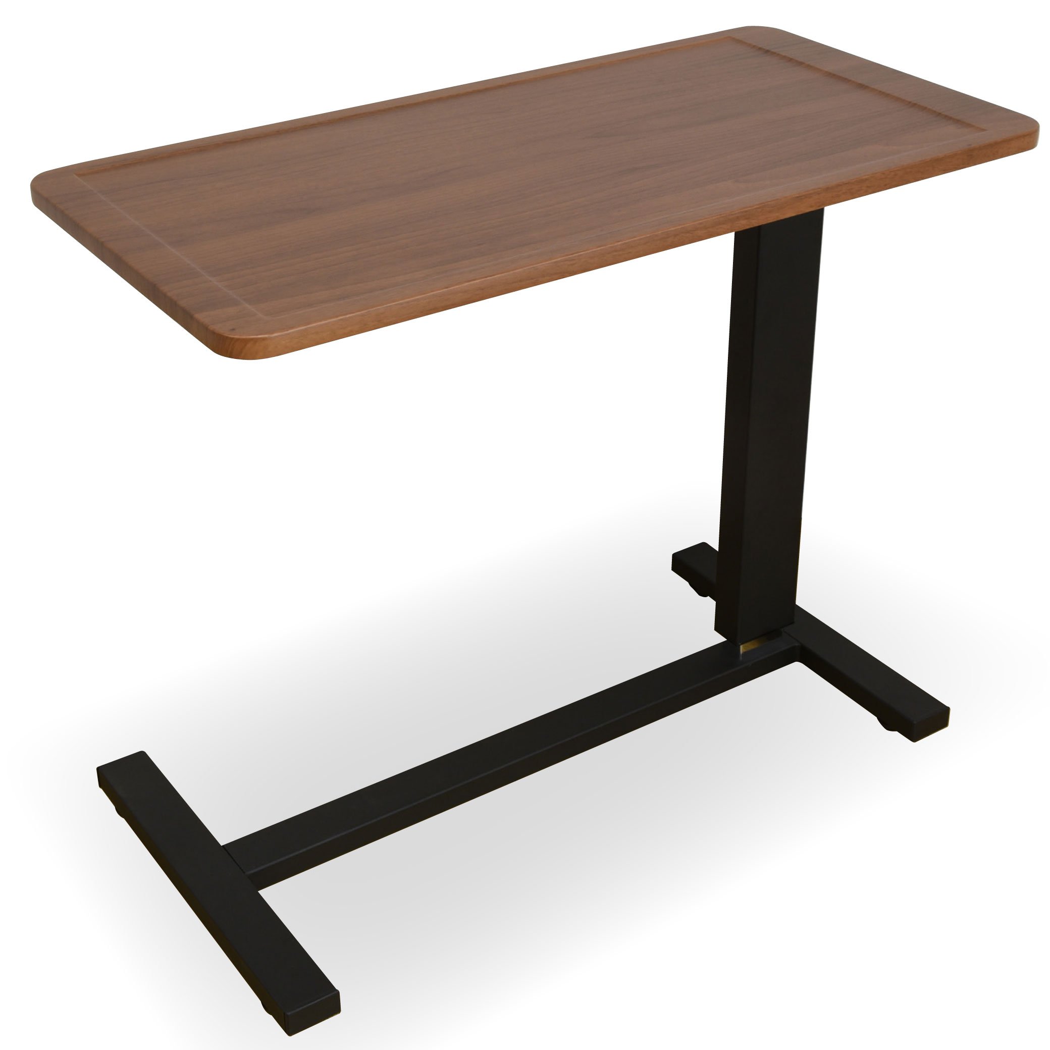 落下防止天板 オーバーテーブル サイドテーブル ムーブアップ２-ART ガス圧昇降式 キャスター付き 介護に ベッドサイド  ソファーに大活躍[LuckyBed] (ウォールナット)