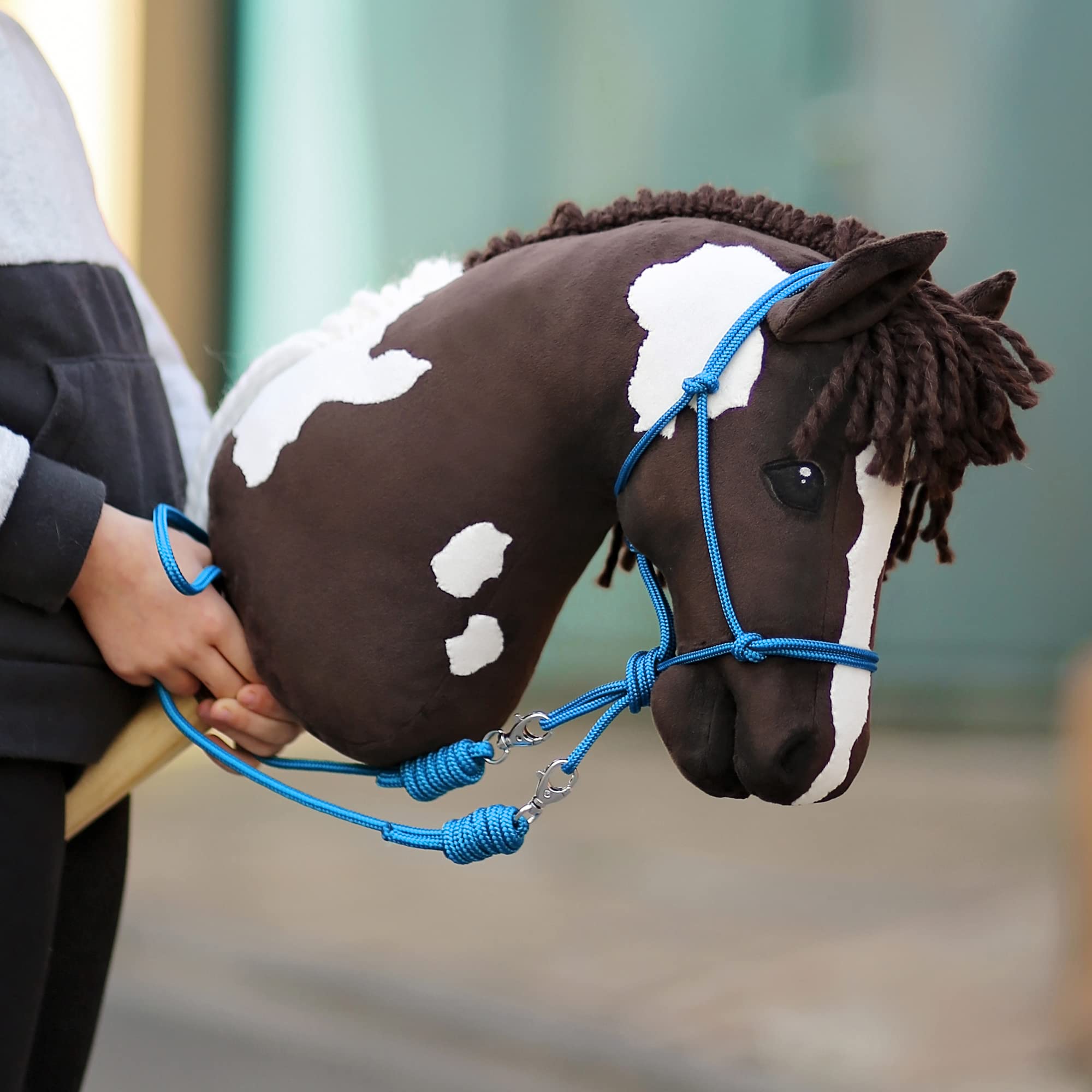 kullaloo Hobby Horse Halfter Materialset zum Basteln von Halftern und Führstricken für Steckenpferde (Anleitung separat erhältlich) – aqua/pink