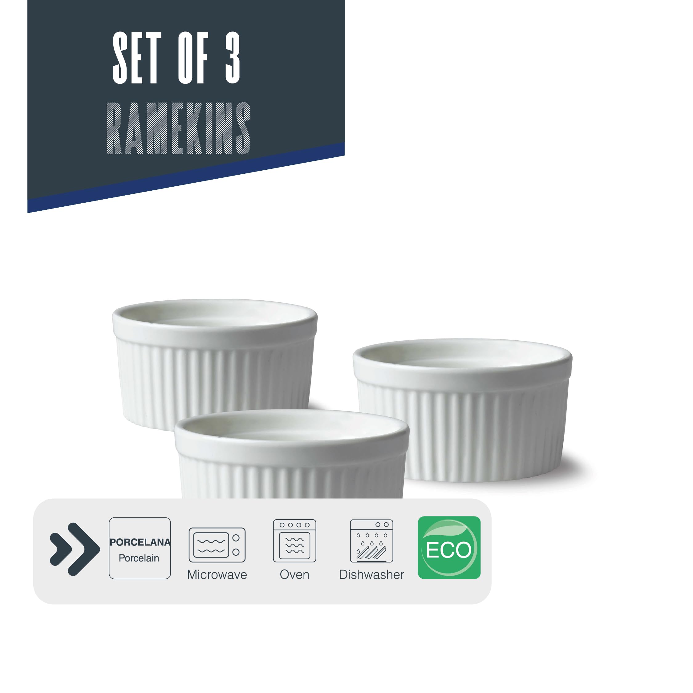 Set Di 3 Stampini In Porcellana Lacor - Perfetti Per Soufflé E Dessert - Foto 6