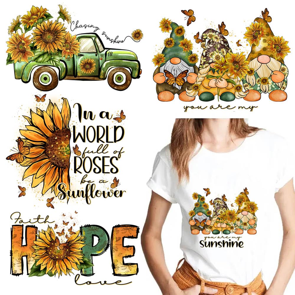 Autocollants transfert thermique vinyle lot de 4 pour customiser t-shirts et jeans