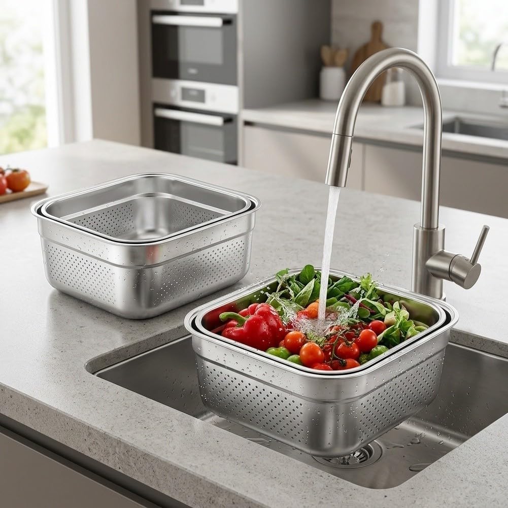 Fregadero colador de acero inoxidable para frutas y verduras