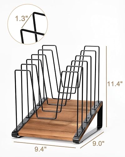 Miniatura 3 de HULISEN Organizador de archivos de escritorio inclinado, soporte vertical para carpetas de archivos de 5 secciones, estante clasificador de archivos