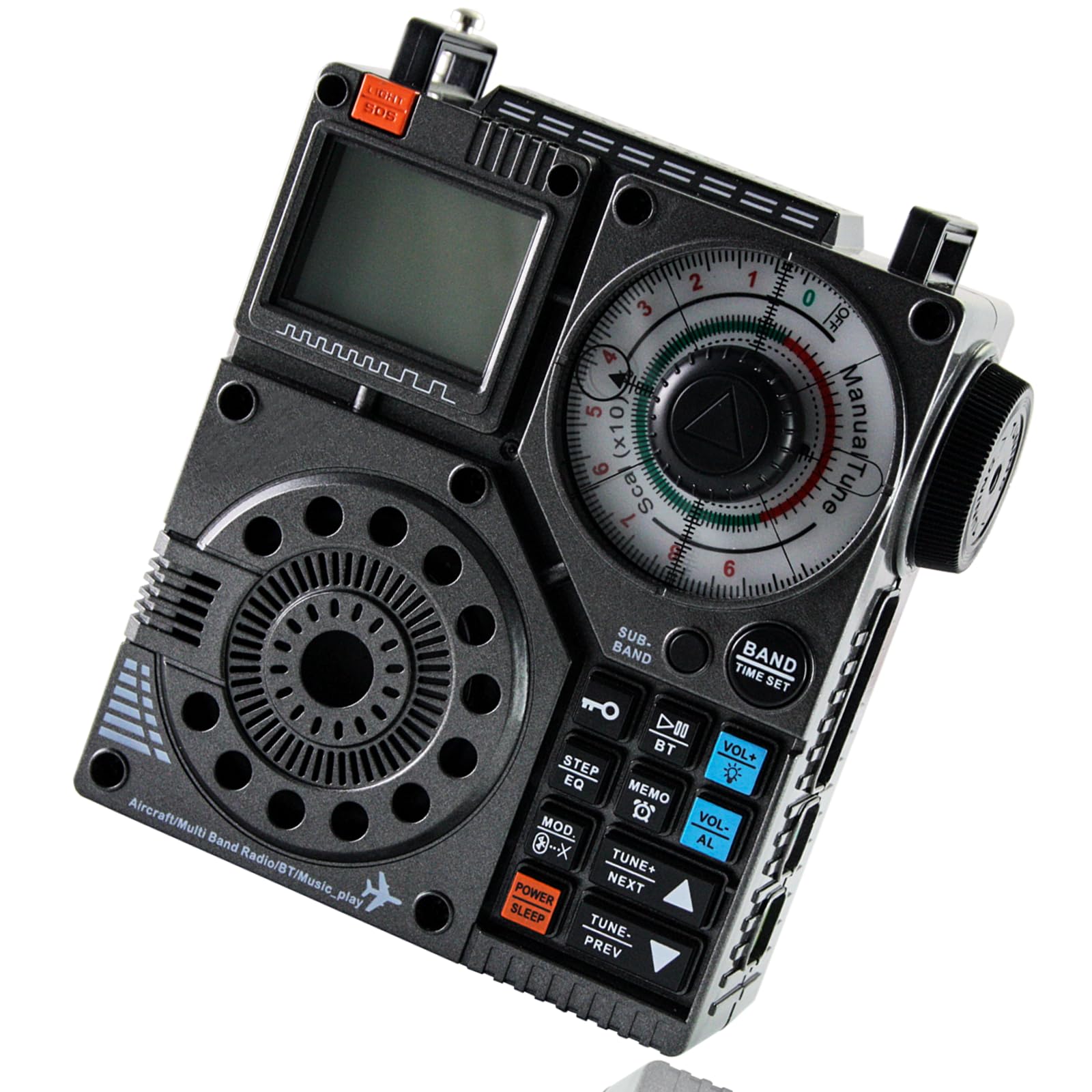 EXMAXES-A320 Portable High Performance Multi-band AIR/MW/SW/VHF/WB Receiver Radio.Bluetooth TF Card Playback,Flashlight,Alarm Clock,Sleep Time,AUX-IN Playback,APP Control Radio. (black)