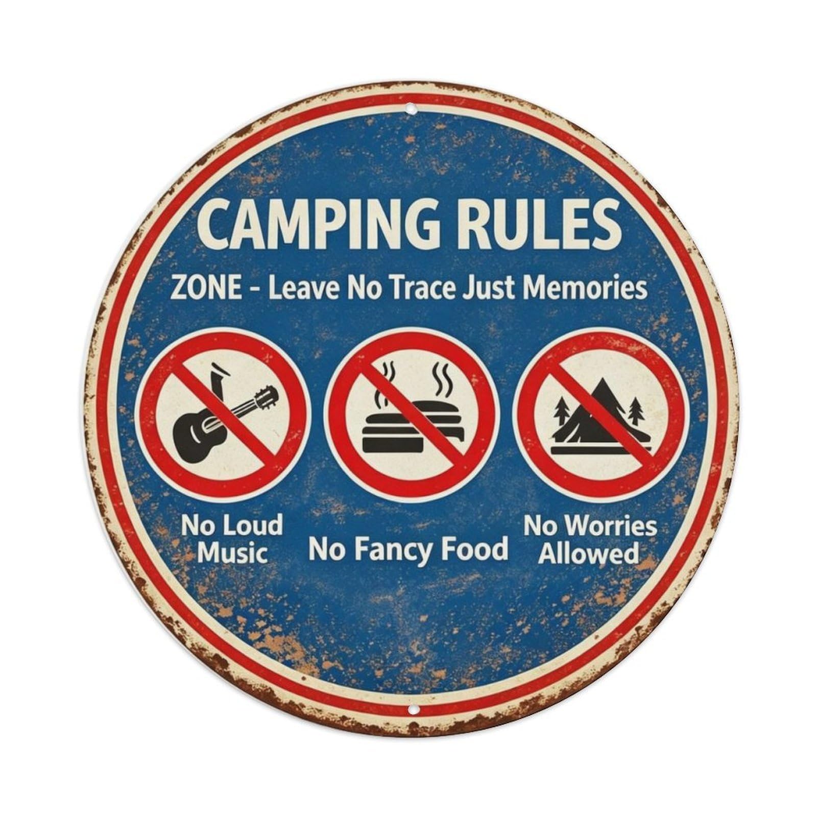 Camping Rules Zone Metal Tin Sign Plaque