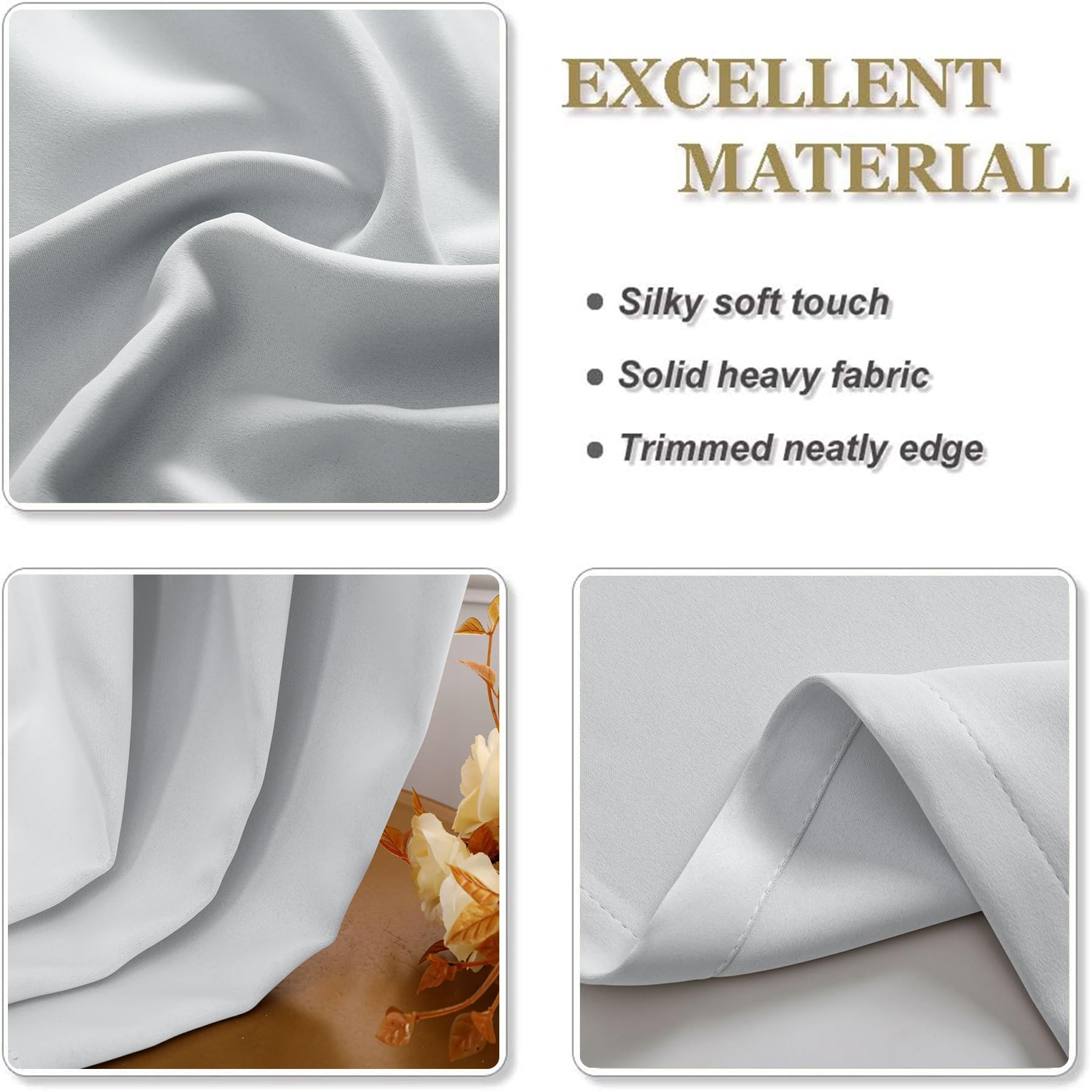Tende Oscuranti Termiche, 125 x 255 cm Tende per Interni Camera da Letto Tenda Coprente da Interno Decorazione e Divisorio Stanze per Interni Finestre, Bianco