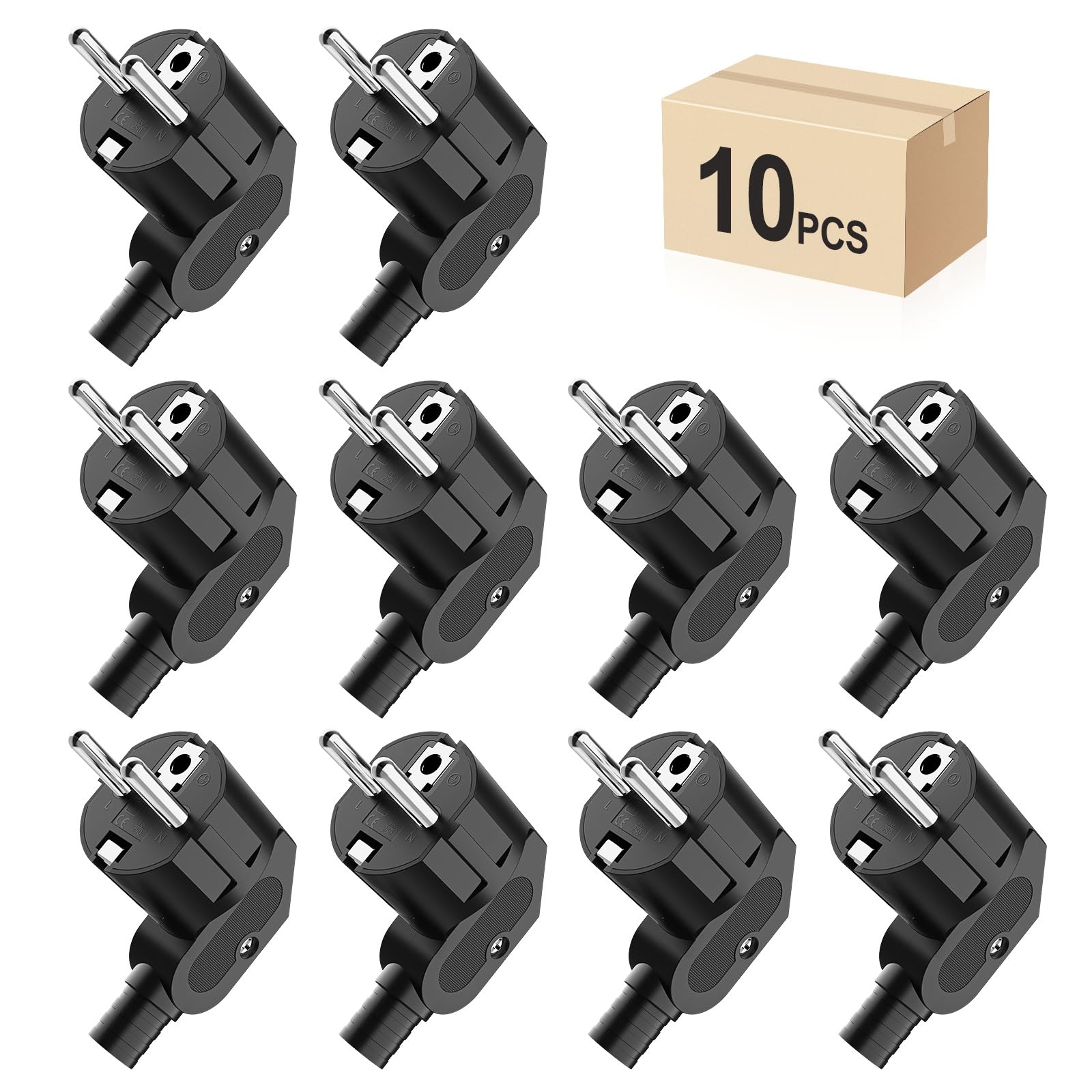 Enchufe Schuko en ángulo plano y resistente a roturas para cables de 8-10 mm 8