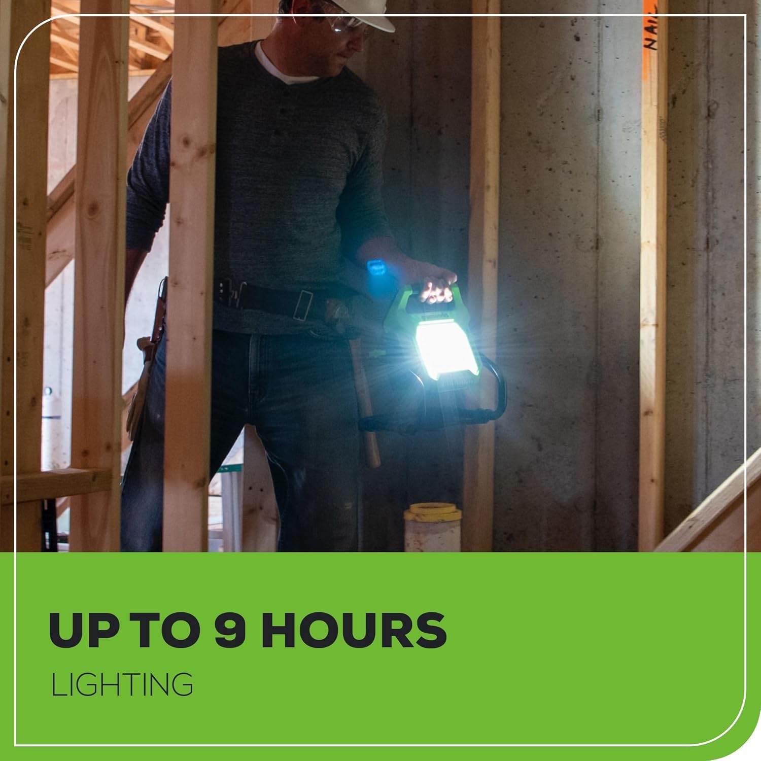 Greenworks Pro 60V (AC/DC) 2500-Lumen LED Work Light, 360° Head Rotation, Tripod Mountable, Portable, Indoor/Outdoor Light, Flood Light, Tool-Only