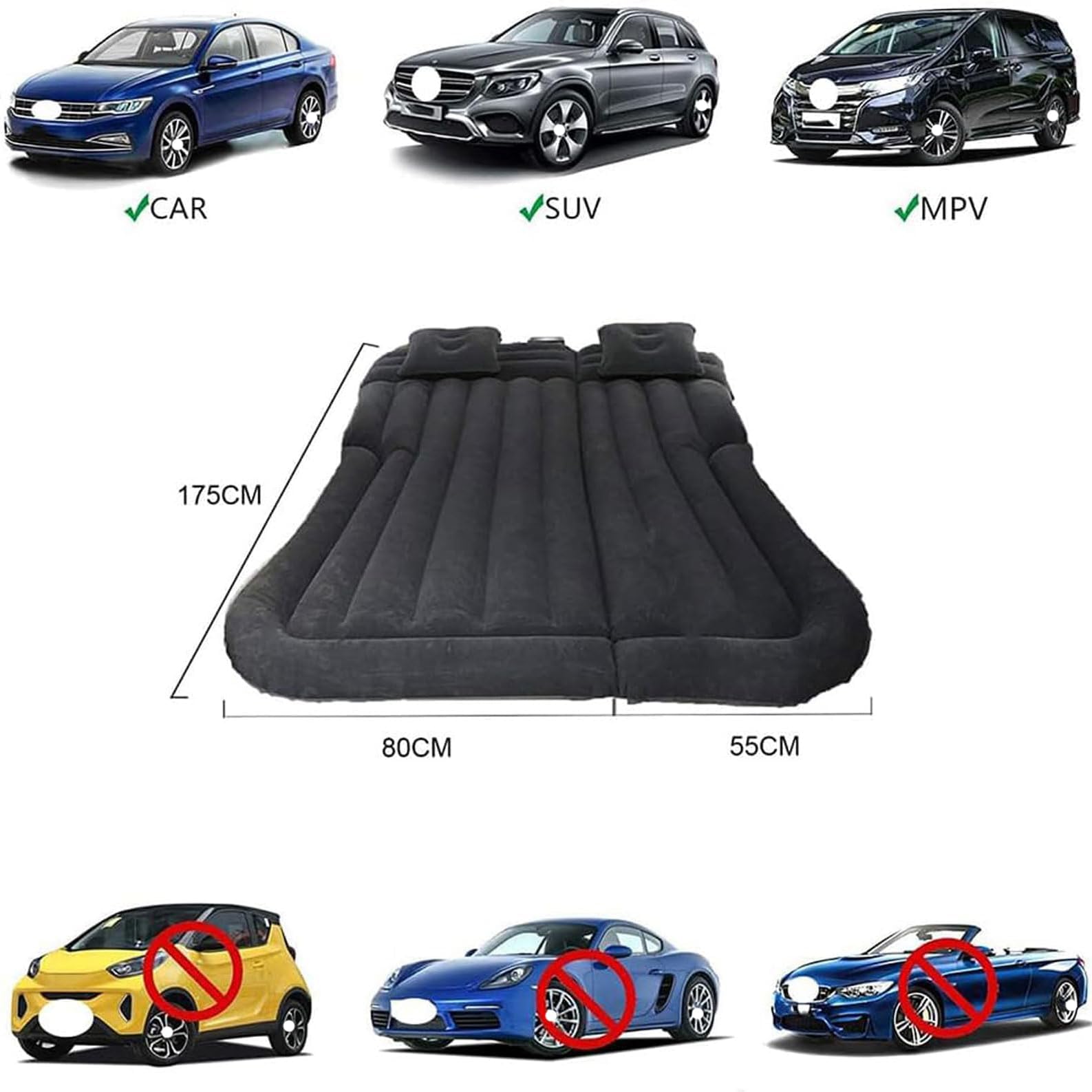 per Benz EQE (V295) 2022 2023 2024 Materasso Ad Aria per Auto,Materasso Ad Aria Gonfiabile SUV,con 2 Cuscini e Pompa Elettrica,per Viaggi,Auto,Campeggio,D