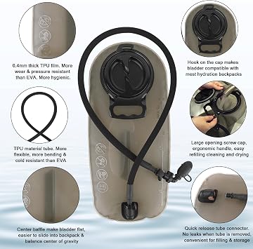 PETAC GEAR Tactical Hydration Pack, Molle Carrier Pouch for 50 oz Hydration Bladder Daypack Water Backpack (1.5L Bladder +Pack)