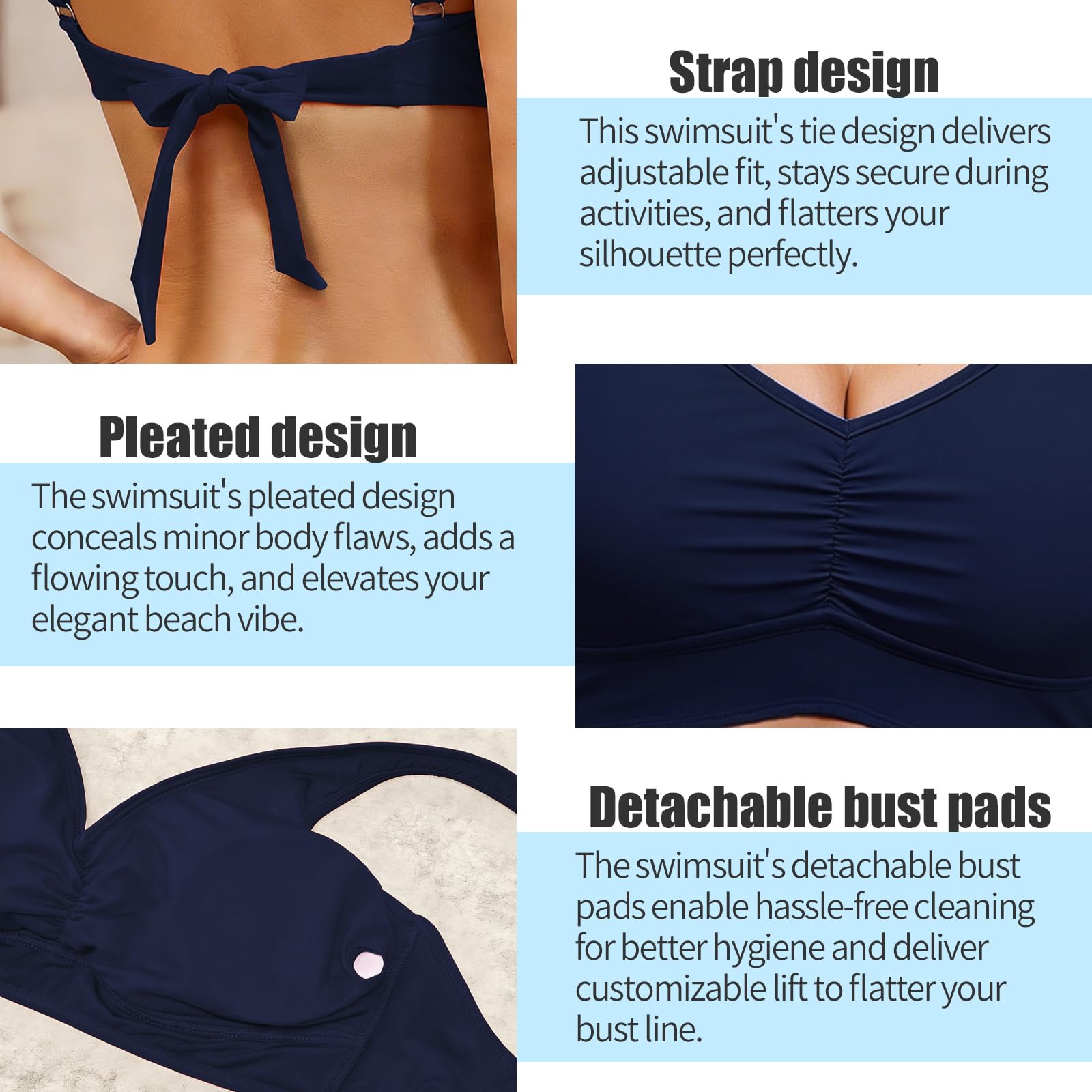 Top de Bikini para Mujer Clásico Parte Superior de Bikini con Almohadillas Extraíbles Haut de Bikini con Cordones