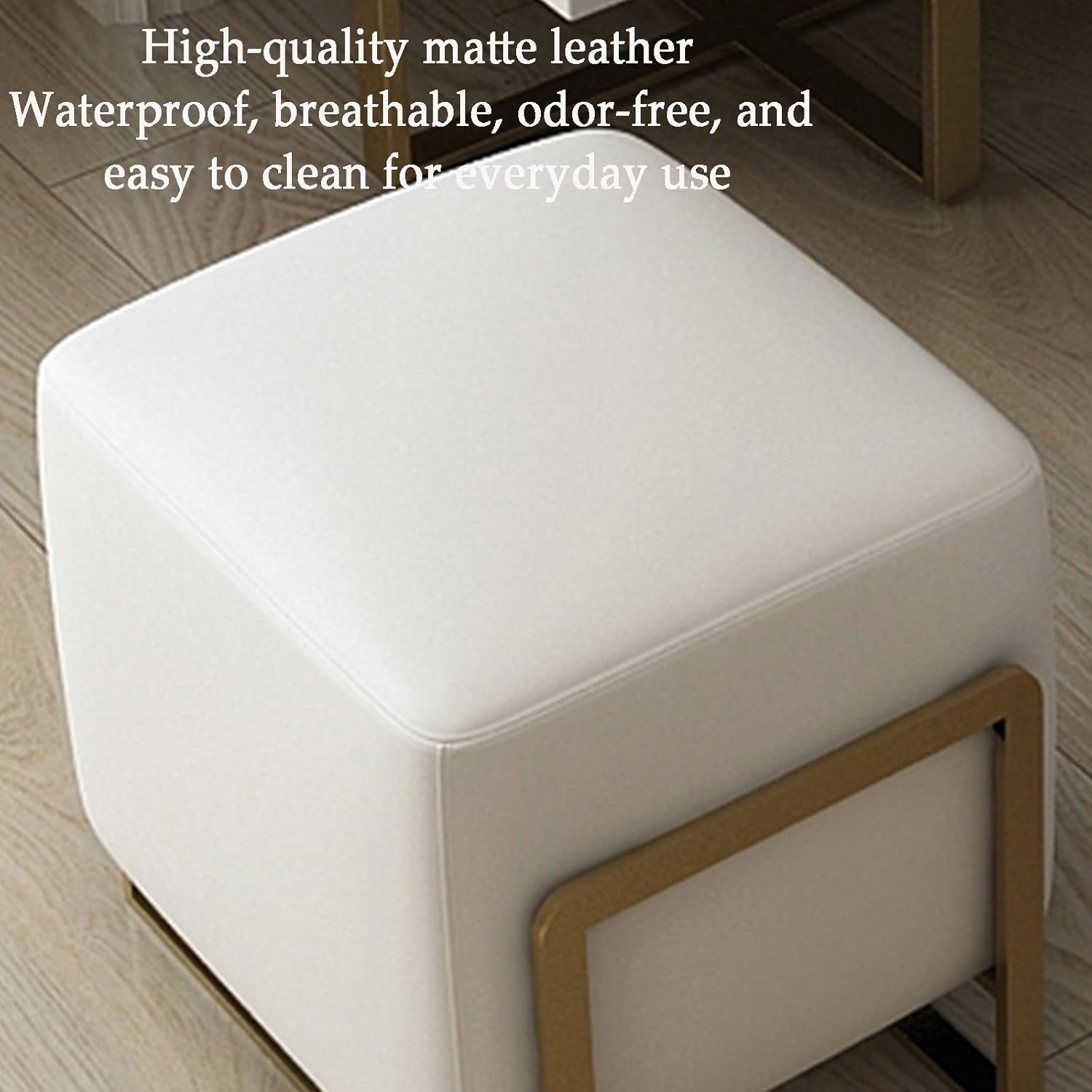 Leather Footstool, Small Foot Rest, Makeup Stool, Shoe Changing Bench, Small Foot Stool for Living Room, Bedroom(B)