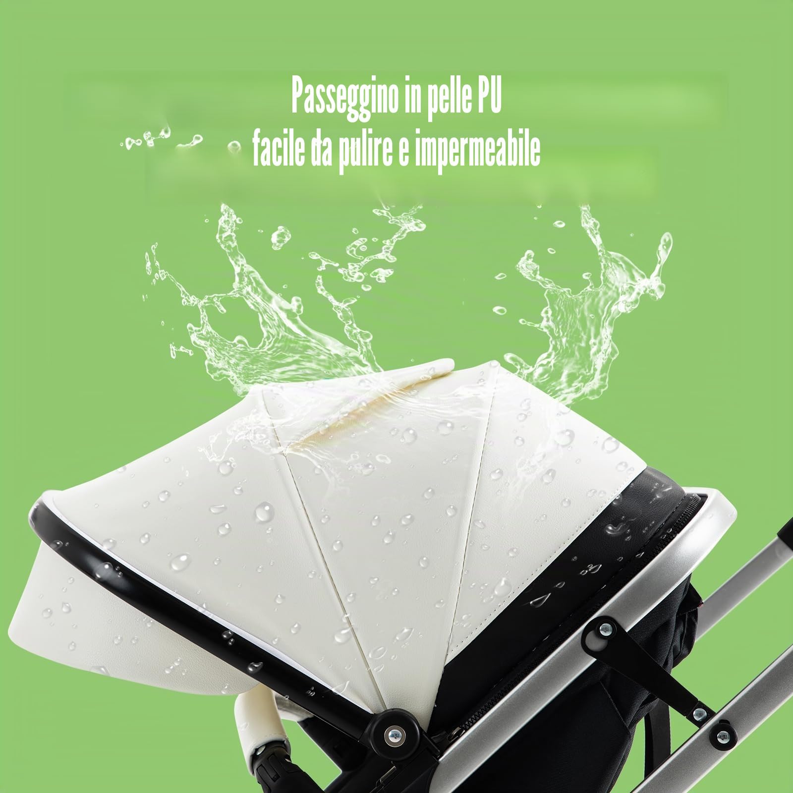 Cuoi Passeggino Combinato 3 in 1, Passeggini Cittadini Con Seggiolino Auto ECE R129, Passeggino Portatile Pieghevole In Un Clicco, Navicella Flessibile Convertibile Telaio In Alluminio Per